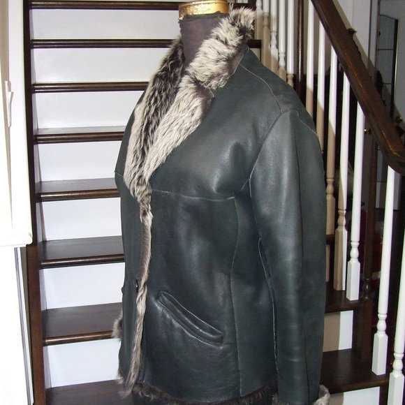 Giorgio Armani Black Label Lamb Shearling Women Jacket 40 Sheepskin Coat - Picture 2 of 11